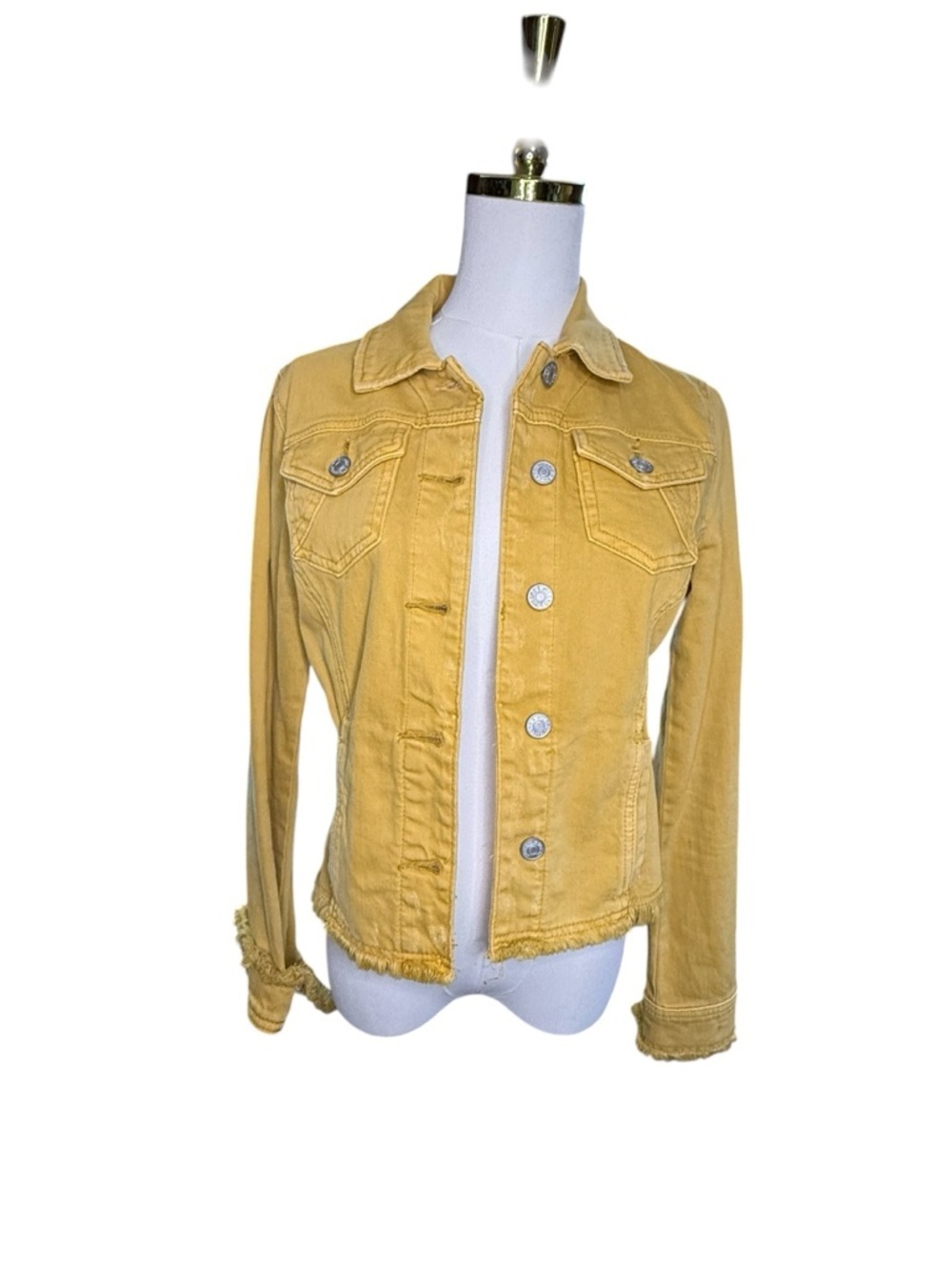 Pilcro x Anthropologie Mustard Yellow Distressed Denim Jacket Size S